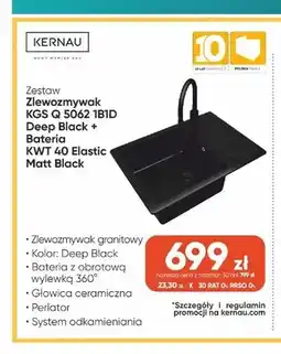 Max Elektro Zestaw zlewozmywak Kernau KGS Q 5062 1B1D Deep Black + bateria Kernau KWT 40 Elastic Matt Black oferta