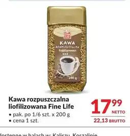Makro Kawa rozpuszczalna liofilizowana Fine Life oferta