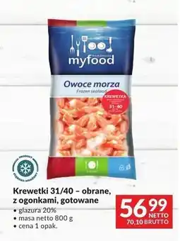Makro Krewetki 31/40 obrane z ogonkami gotowane Myfood oferta