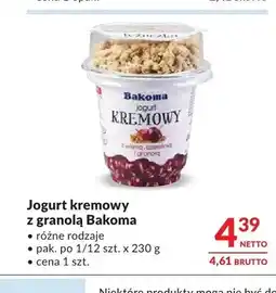 Makro Jogurt kremowy z granolą Bakoma oferta
