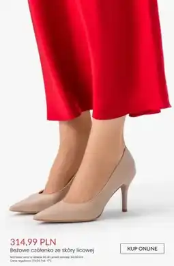 Ryłko Buty damskie czółenka beżowe ze skóry licowej oferta