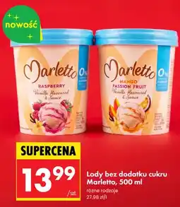 Biedronka Lody bez dodatku cukru Marletto Raspberry Vanilla Flavoured & Sauce oferta
