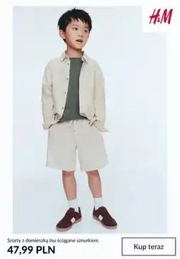 H&M Szorty z domieszką lnu ściągane sznurkiem H&M oferta