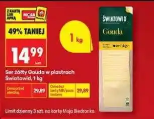 Biedronka Ser żółty Gouda w plastrach światowid , 1 kg oferta