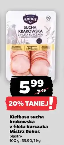 Netto Kielbasa sucha krakowska z fileta kurczaka Mistrz Rohus oferta