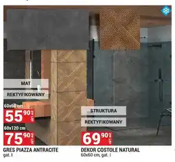 Merkury Market Gres Piazza Antracite 60x60 cm gat. I oferta