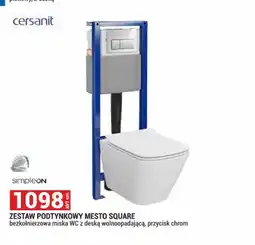 Merkury Market Zestaw podtynkowy WC Cersanit Mesto Square bezkołnierzowy z deską wolnoopadającą i przyciskiem oferta