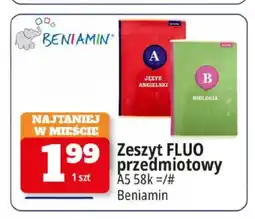 E.Leclerc Zeszyt FLUO przedmiotowy A5 58k Beniamin oferta