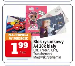 E.Leclerc Blok rysunkowy A4 20 kartek biały Frozen oferta