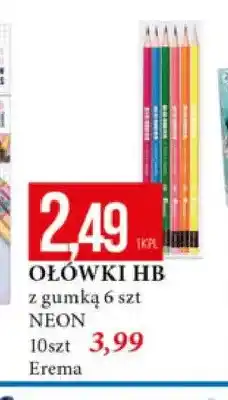 E.Leclerc Ołówki HB z gumką Neon Erema 10-pak oferta
