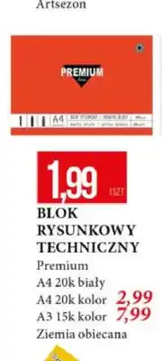 E.Leclerc Blok rysunkowy techniczny Premium Ziemia Obiecana A4 20k biały oferta