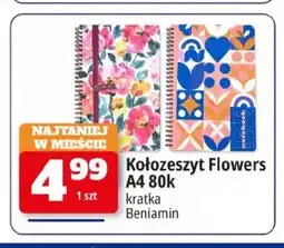 E.Leclerc Kołozeszyt Flowers A4 Beniamin 80 kartek kratka oferta