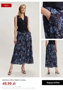 Greenpoint Spódnica midi w błękitne kwiaty Greenpoint oferta