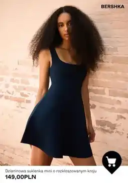 Bershka Sukienka dzianinowa mini o rozkloszowanym kroju Bershka oferta