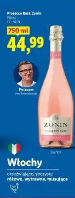 Lidl Wino musujące różowe wytrawne Prosecco Rosé Zonin oferta