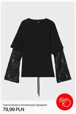 Cropp Bluzka czarna z koronkowymi rękawami Cropp oferta