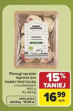 Carrefour Pierogi ręcznie lepione bio z truskawkami Farmy Roztocza oferta
