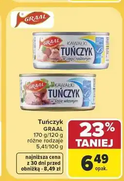 Carrefour Tuńczyk kawałki w oleju roślinnym Graal oferta