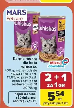 Carrefour Karma mokra dla kota Whiskas z kaczką w galaretce oferta