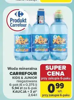 Carrefour Woda mineralna niegazowana Carrefour Kids & Junior 6-pak oferta