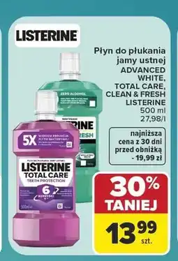 Carrefour Płyn do płukania jamy ustnej Listerine Advanced White oferta