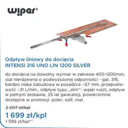 Blu INTENSI 316 UNO LIN 1200 SILVER Odpyw liniowy do docięcia oferta