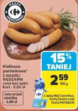 Carrefour Kiełbasa parówkowa* z Naszej Wędzarni oferta