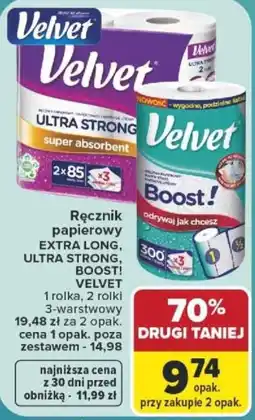 Carrefour Ręcznik papierowy EXTRA LONG, ULTRA STRONG, BOOST! VELVET oferta