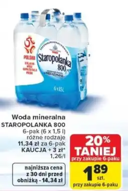 Carrefour Woda mineralna Staropolsanka 800 oferta