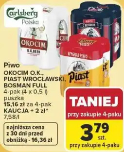 Carrefour Piwo OKOCIM O.K., PIAST WROCŁAWSKI, BOSMAN FULL oferta