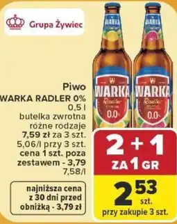 Carrefour Piwo Warka Radler 0% oferta