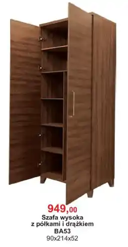 Meble Bodzio Szafa wysoka z półkami i drążkiem BA53 oferta