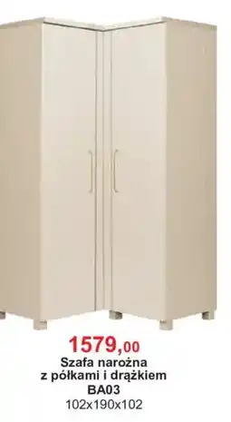Meble Bodzio Szafa narożna z półkami i drążkiem BA03 oferta