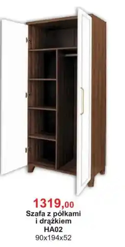 Meble Bodzio Szafa z półkami i drążkiem HA02 oferta