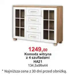 Meble Bodzio Komoda witryna z 4 szufladami HA21 oferta