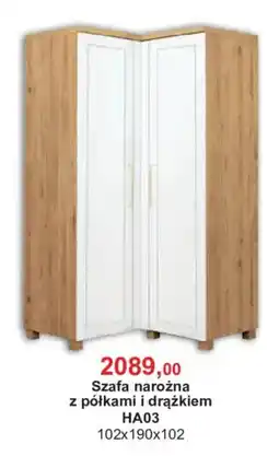 Meble Bodzio Szafa narożna z półkami i drążkiem HA03 oferta