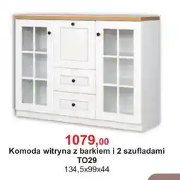 Meble Bodzio Komoda witryna z barkiem i 2 szufladami TO29 oferta