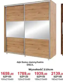 Meble Bodzio dąb Soma ciemny/lustro DSC/L oferta