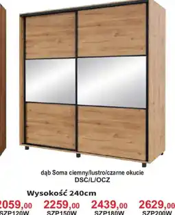 Meble Bodzio dąb Soma ciemny/lustro/czarne okucie DSC/L/OCZ oferta