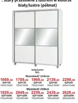 Meble Bodzio Szary przesuwnie z lustrem w kolorze biały/lustro (półmat) oferta