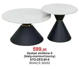 Meble Bodzio Zestaw stolików 6 (biały-marmur/czarny) oferta
