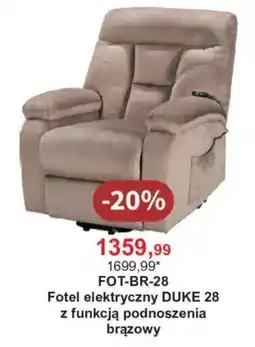 Meble Bodzio Fotel elektryczny DUKE 28 z funkcją podnoszenia brązowy oferta