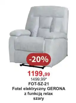 Meble Bodzio Fotel elektryczny GERONA z funkcją relax szary oferta