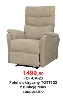 Meble Bodzio Fotel elektryczny TOTTI 23 z funkcją relax cappuccino oferta