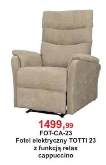 Fotel elektryczny TOTTI 23 z funkcją relax cappuccino