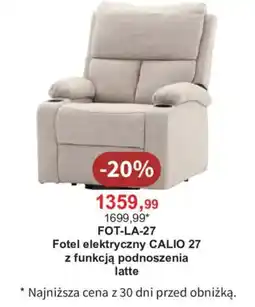 Meble Bodzio Fotel elektryczny CALIO 27 z funkcją podnoszenia latte oferta