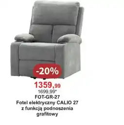 Meble Bodzio Fotel elektryczny CALIO 27 z funkcją podnoszenia grafitowy oferta
