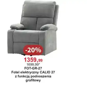 Fotel elektryczny CALIO 27 z funkcją podnoszenia grafitowy