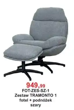 Meble Bodzio Zestaw TRAMONTO 1 fotel + podnóżek szary oferta