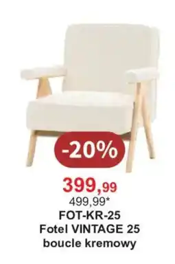 Meble Bodzio Fotel VINTAGE 25 boucle kremowy oferta